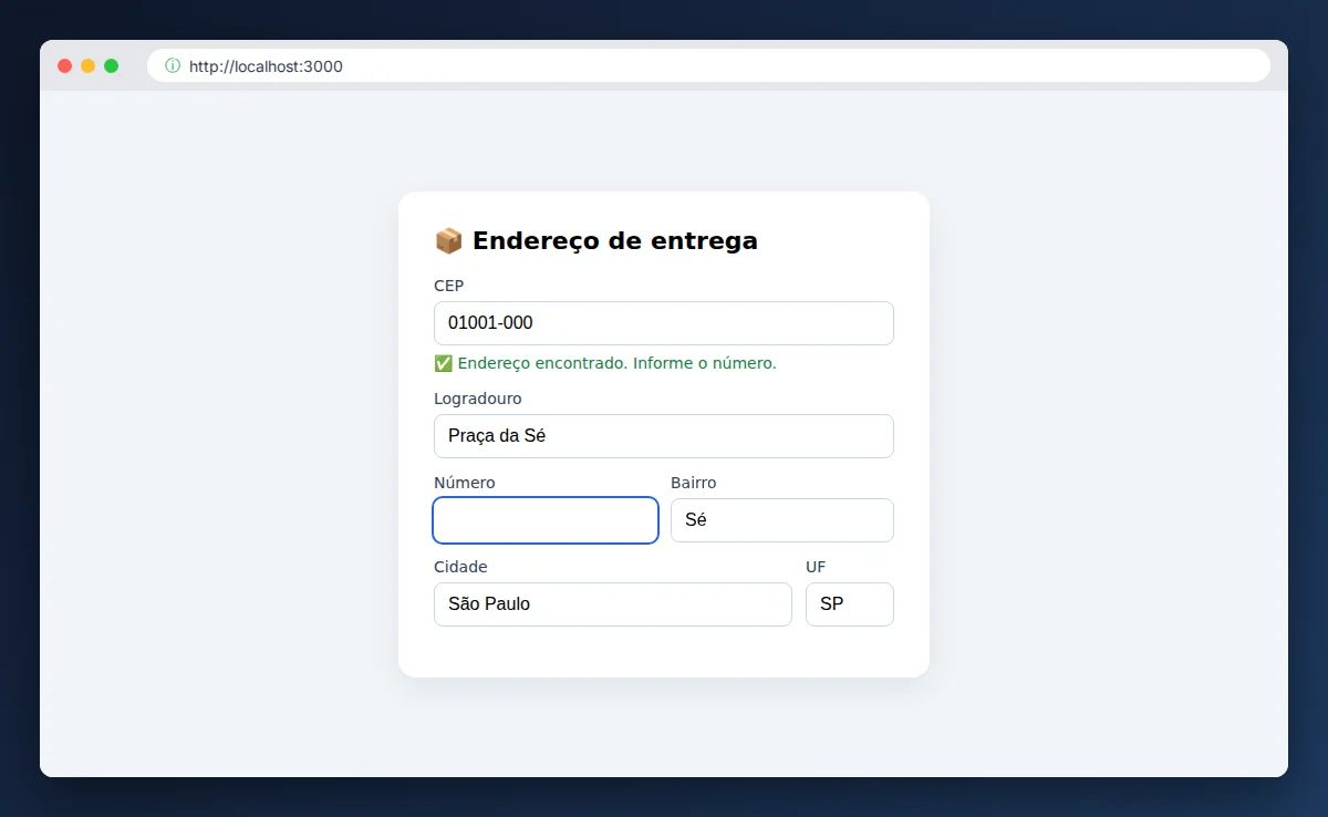Formulário preenchido automaticamente após consultar CEP com JavaScript