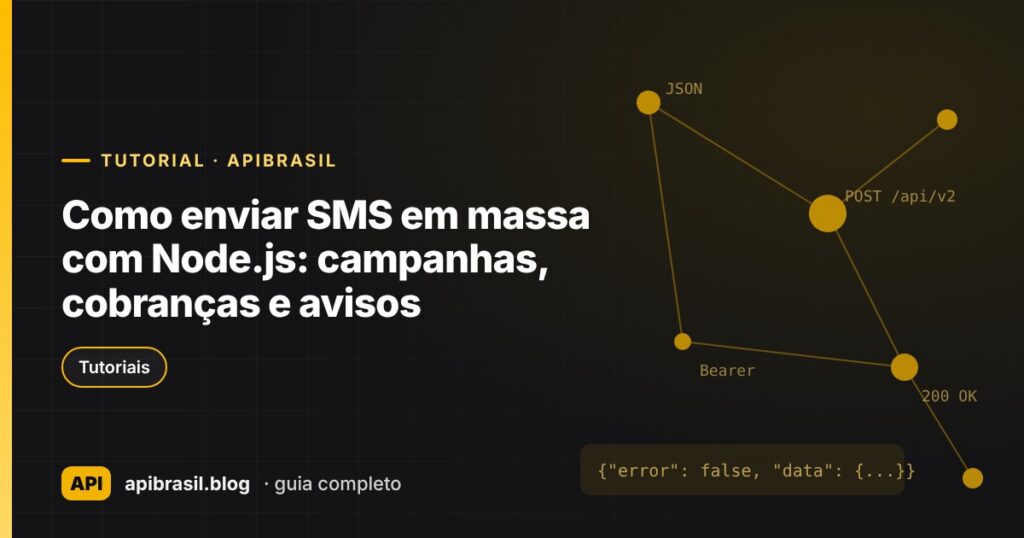 Capa do artigo Como enviar SMS em massa com Node.js: campanhas, cobranças e avisos