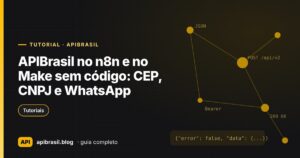 Capa do artigo APIBrasil no n8n e no Make sem código: CEP, CNPJ e WhatsApp