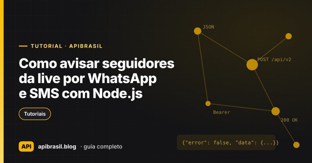 Capa do artigo Como avisar seguidores da live por WhatsApp e SMS com Node.js